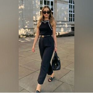 NWOB/Fashion Celine-like Black Leather Gold Buckle Belt